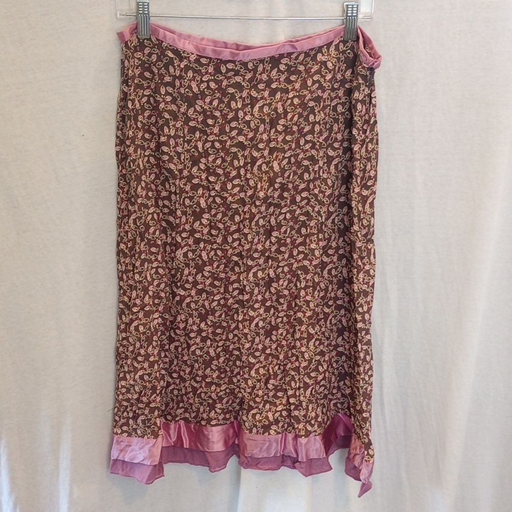 J. Jill Brown and Pink Women's Skirt, NWT Size 12